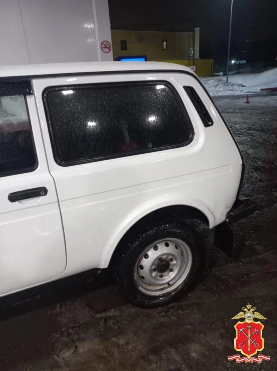    Машина с пробитым стрелой стеклом. Фото: Пресс-служба ГУ МВД России по Петербургу и Ленобласти