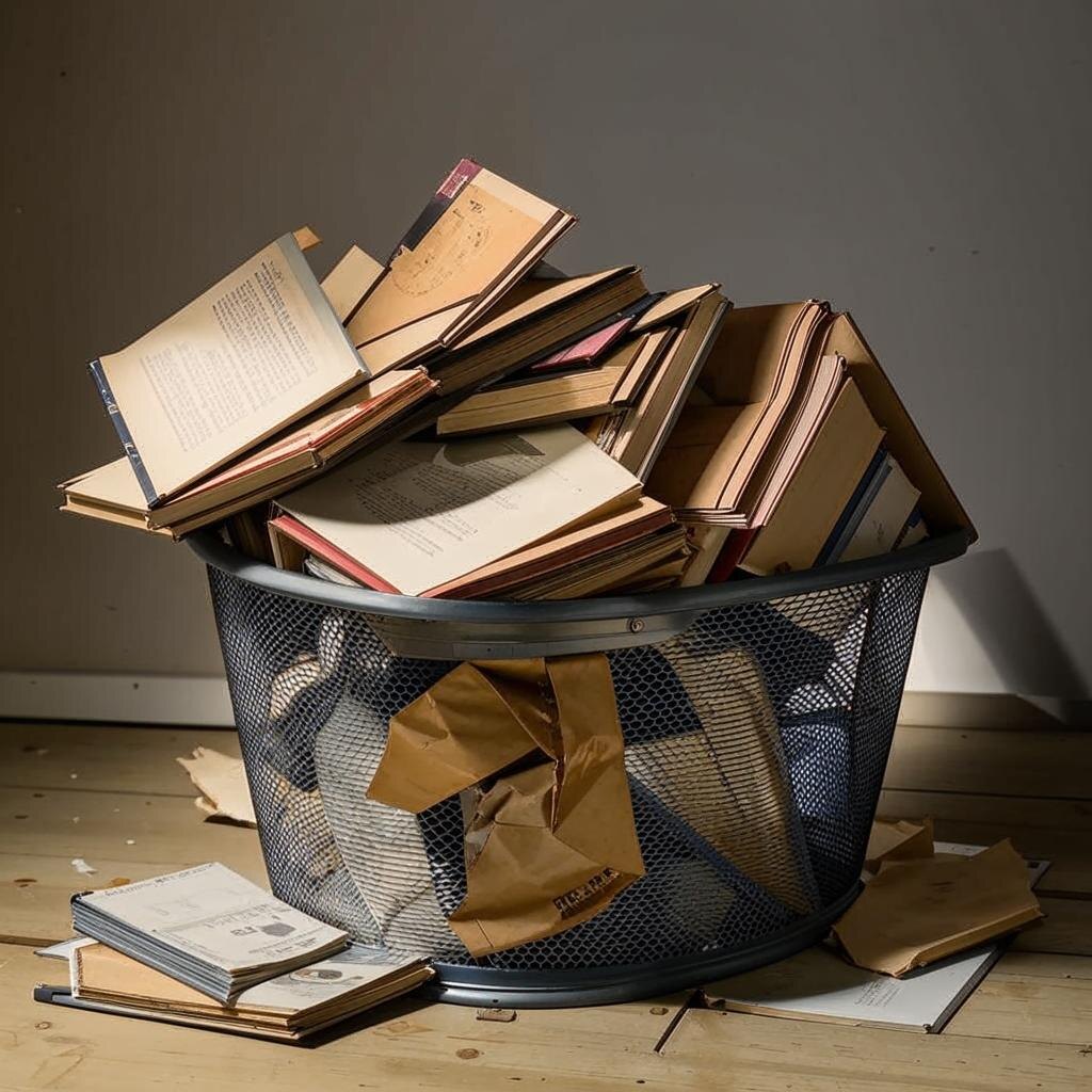 Kandinsky изображает учебники в урне. 