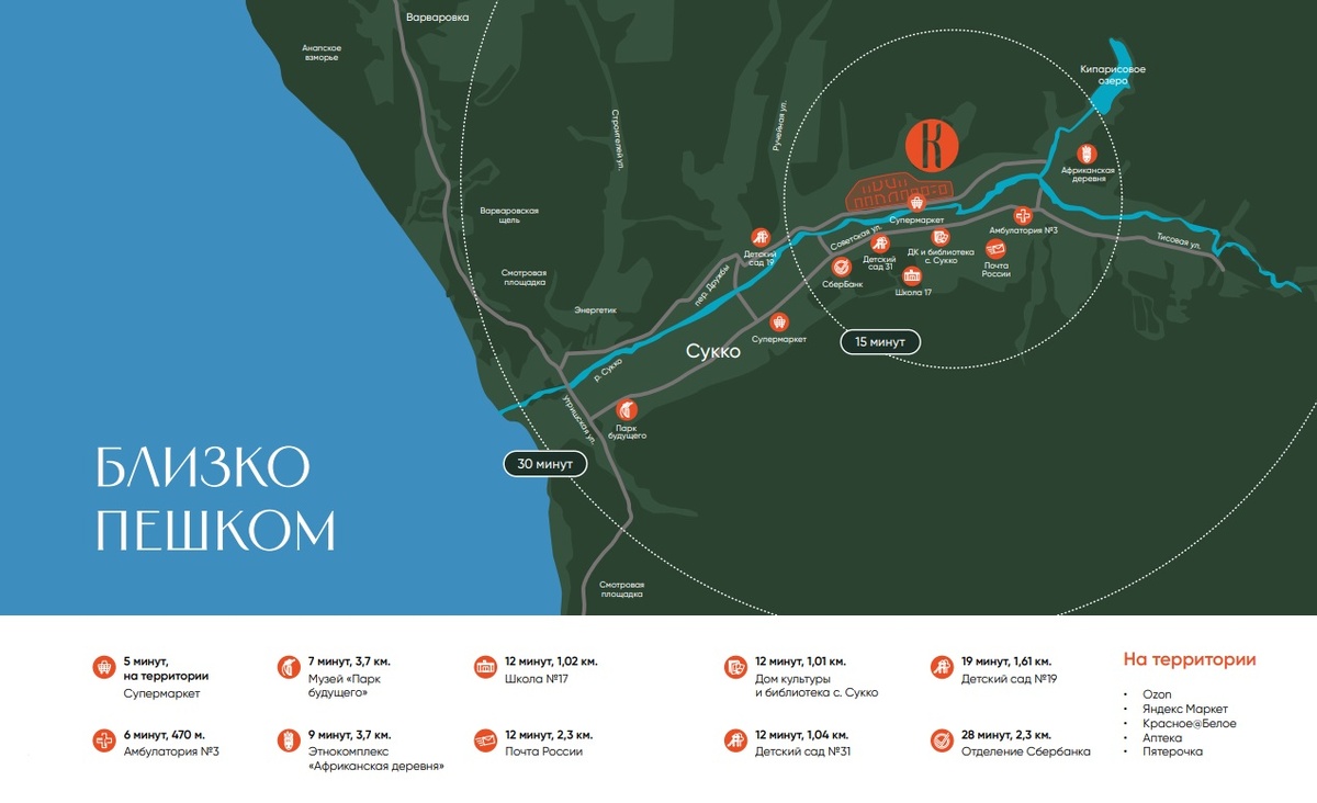 в пешей доступности