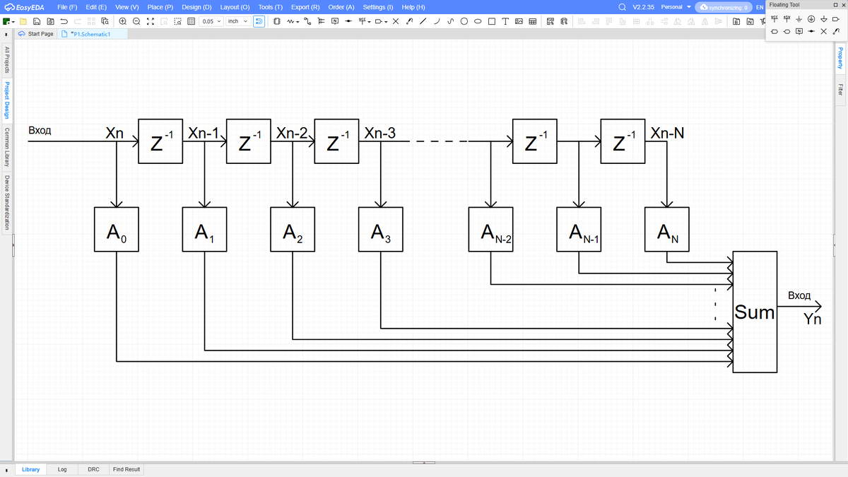 Структурная схема цифрового КИХ-фильтра