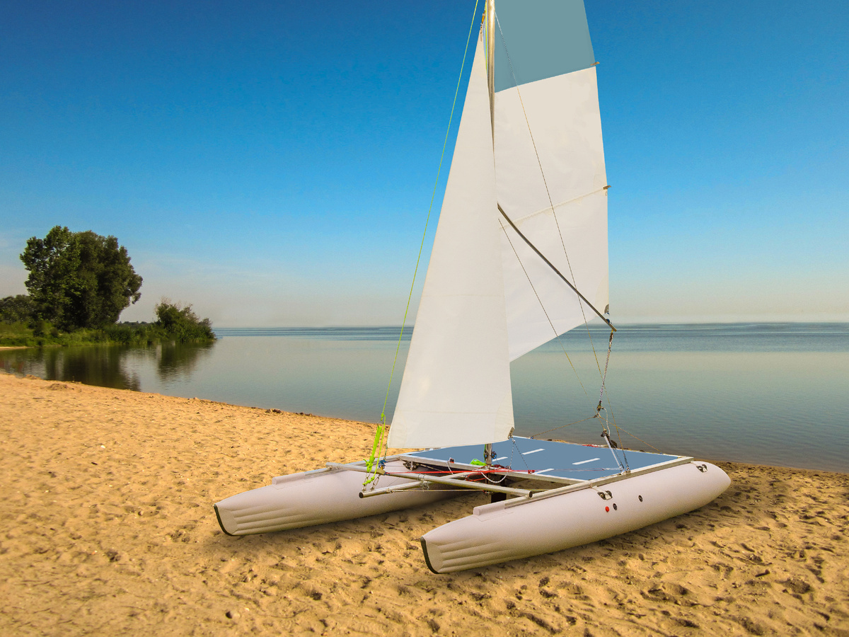 Парусный разборный катамаран с надувными корпусами Атлас Макси 580