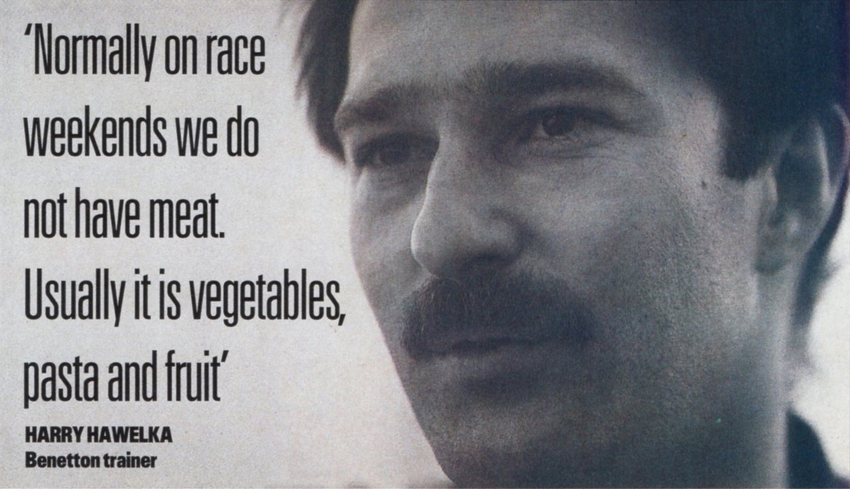 «Обычно в гоночные уик-энды мы обходимся без мяса. В основном – овощи, паста и фрукты» – Харри Хавелка, физиотерапевт Benetton