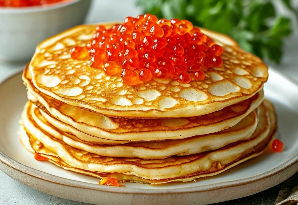 Картинка от Шедеврума для заставки. Почему-то нейросеть не понимает, что блинчики, вообще-то намного тоньше! 