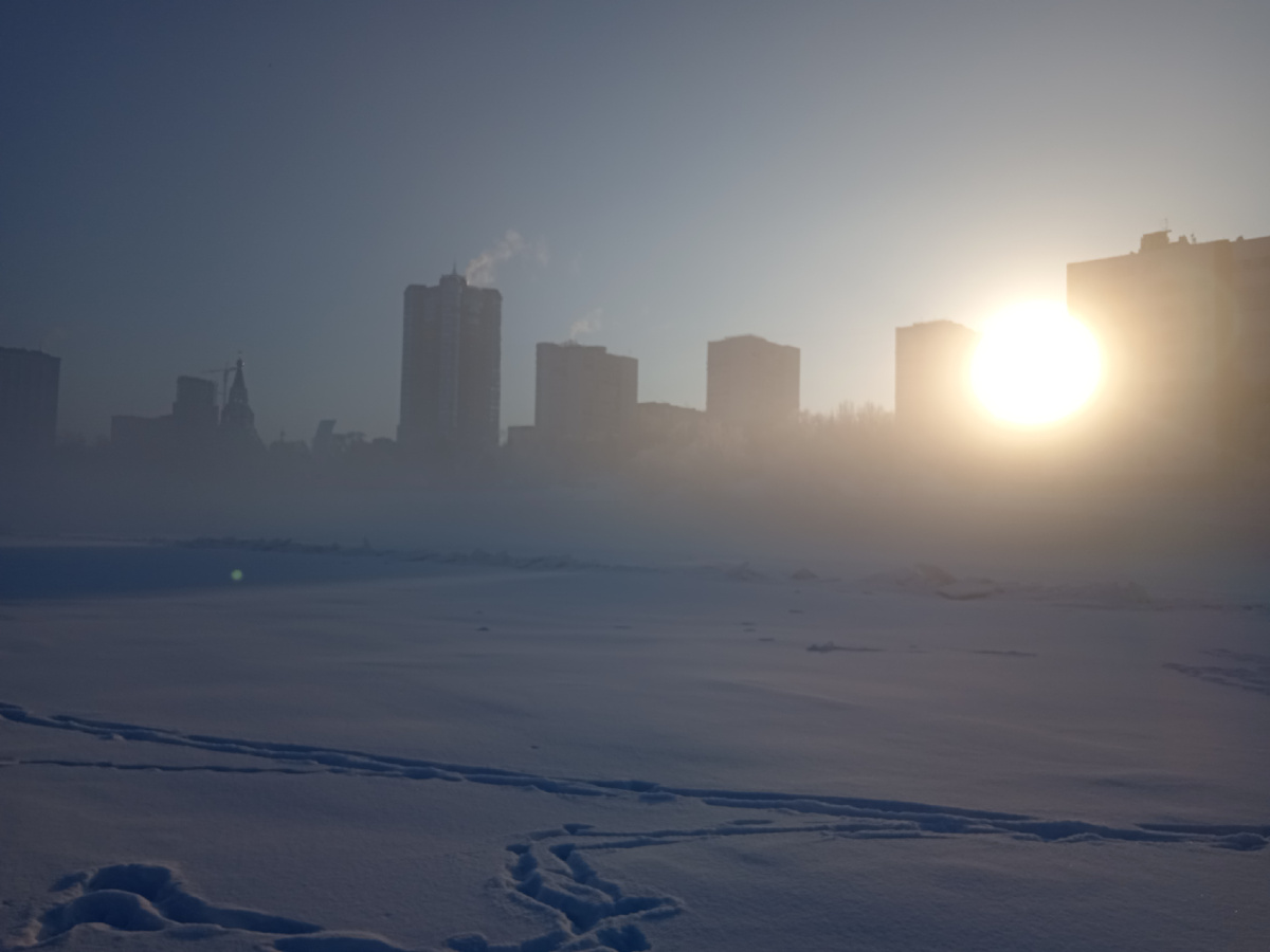 Самара с Волги в феврале 2025. Фото автора. 