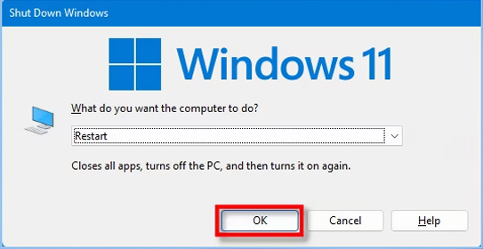 Находясь на рабочем столе нажмите одновременно две клавиши на клавиатуре "Win" + "F4" и выбирите "Перезагрузить компьютер"