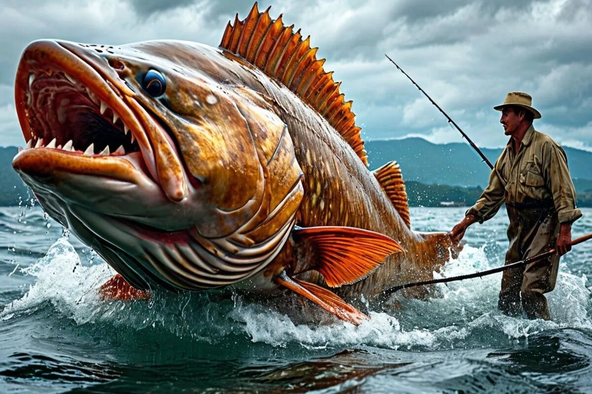 Не только моря и океаны полны сюрпризов, большие реки и озера тоже чреваты опасностью для рыбаков.
Фото: Нейросеть shedevrum.ai