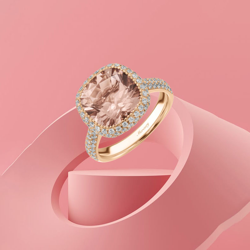 Кольцо Mercury Bonbons из розового золота с бриллиантами и морганитом