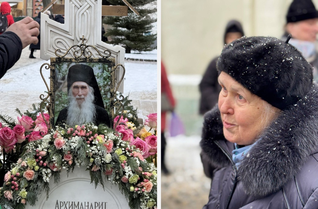 Любовь Владимировна Пьянкова у могилы старца