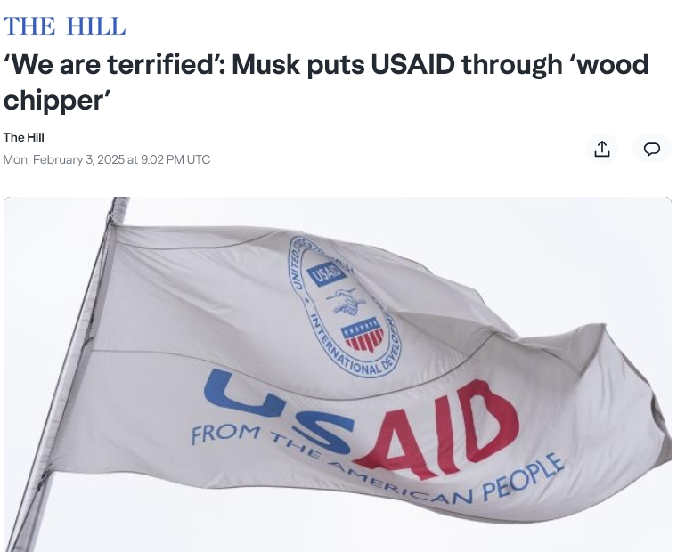 *Отсылка к обещанию Илона Маска пропустить USAID через садовый измельчитель. Источник: thehill.com