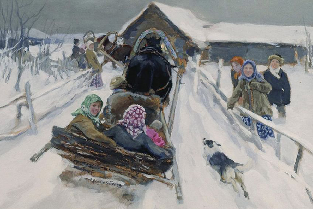 Алексей Степанов. Катание на Масленицу (фрагмент). 1910. Ставропольский краевой музей изобразительных искусств, Ставрополь