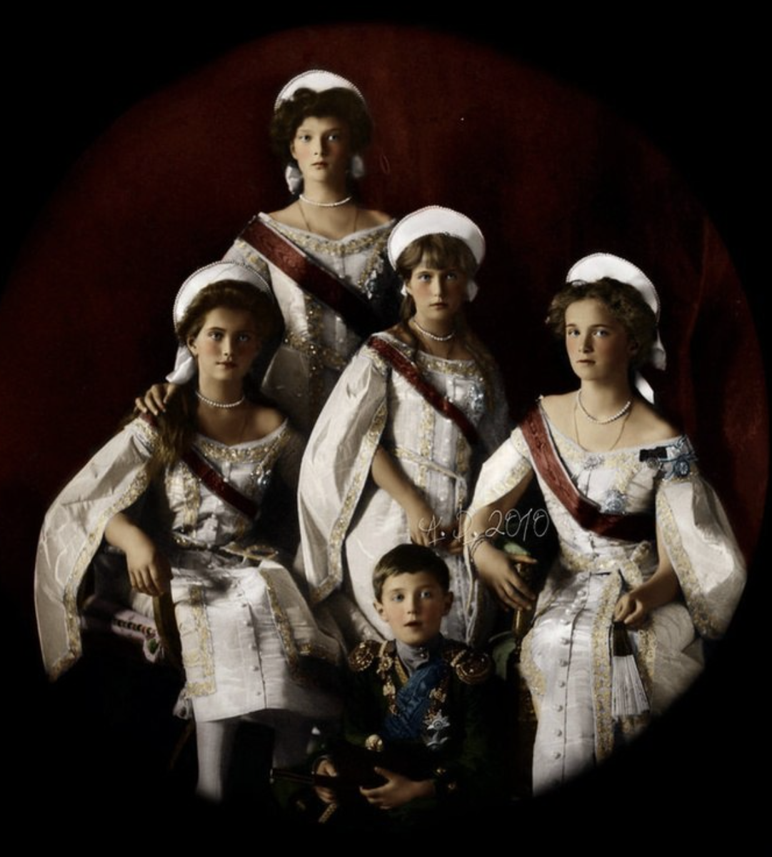 Великий княжны Романовы и цесаревич Алексей Николаевич