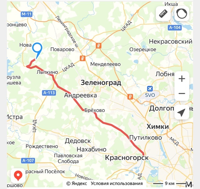 Карта проезда к Повадино по Пятницкому шоссе.