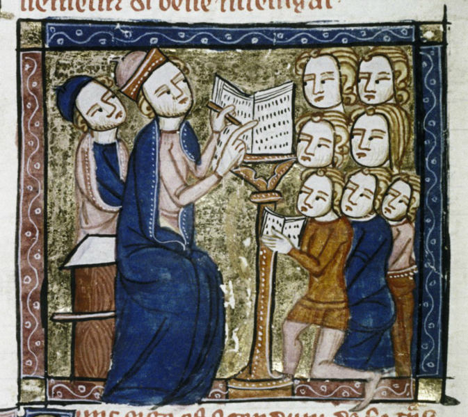 Обучение в университете Кембридж или Оксофорд. Миниатюра ок.  1350 года