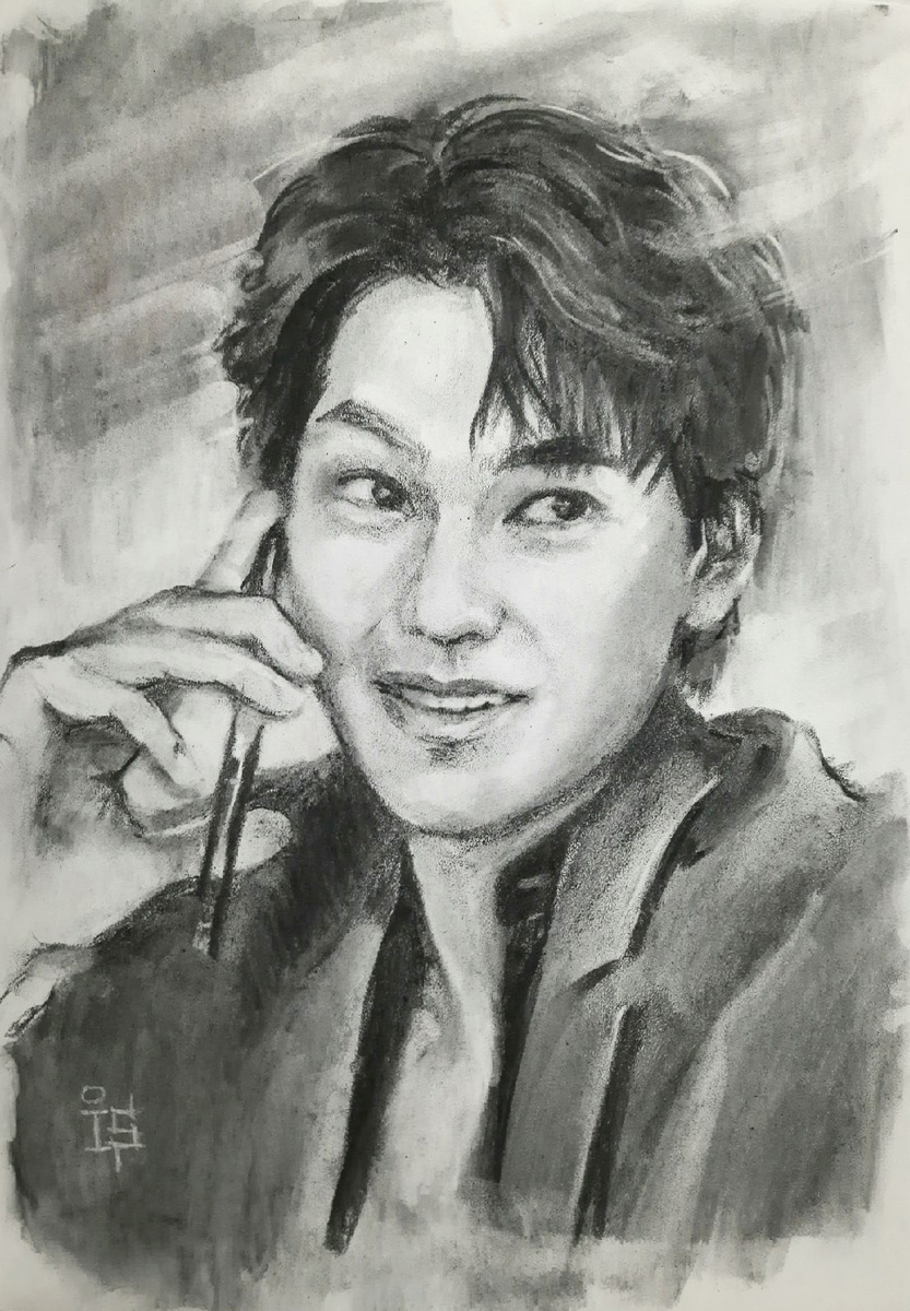 Ким Бом. Акварельная бумага, уголь, 30х40, 2022