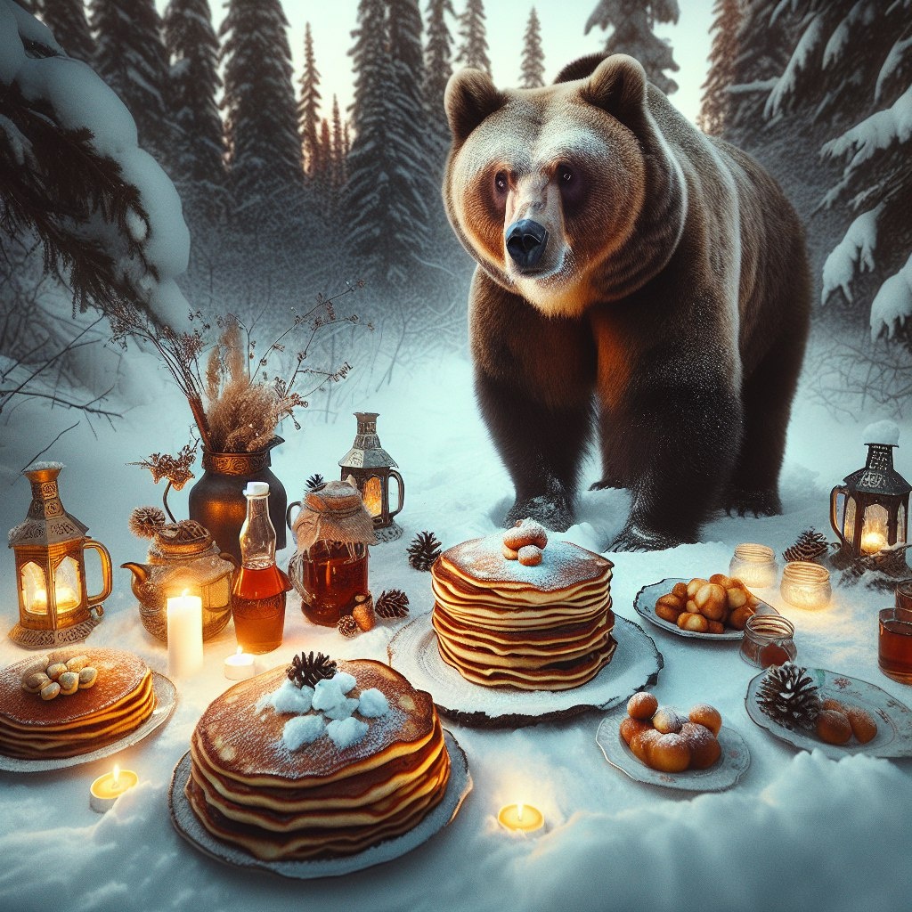 Блины, медведь и масленица