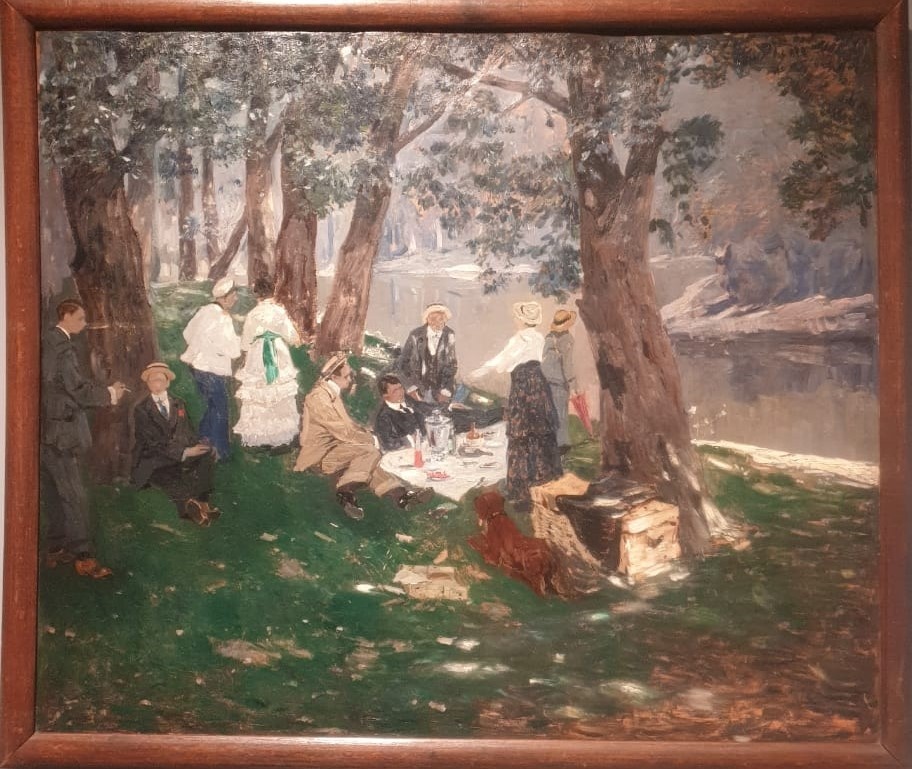 Алексей Исупов Пикник 1915 фанера, масло
