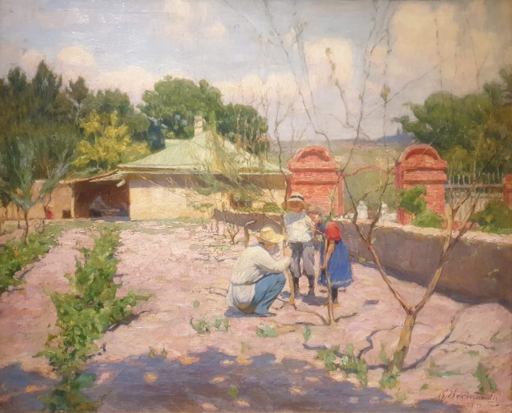 Кириак Костанди Прививка яблонь 1911 холст, масло