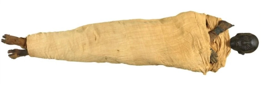 Мумия царя Тутмоса II, правившего во времена Восемнадцатой династии Древнего Египта, представлена ​​на фото из архива, предоставленного Национальным музеем египетской цивилизации.
Предоставлено Национальным музеем египетской цивилизации