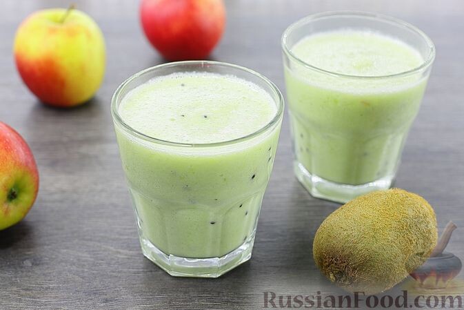 яблоко, киви, молоко, сахар