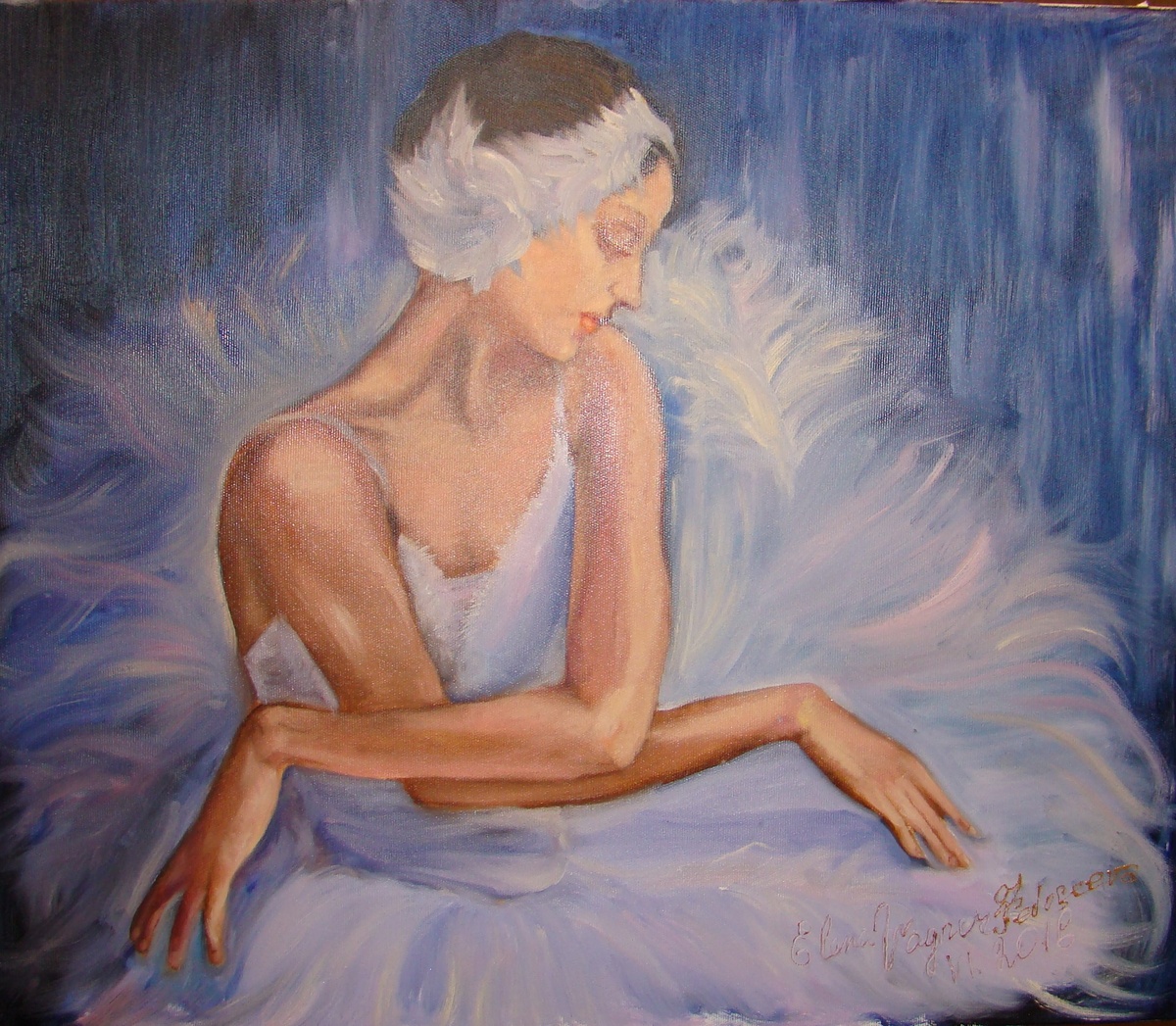 16. Елена Вагнер Федосеева. картина " Одетта", холст, масло, 50х60, 2016, Москва.