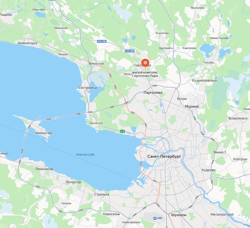 ЖК «Сертолово Парк». Расположение на карте. Листайте карусель.1 из 2