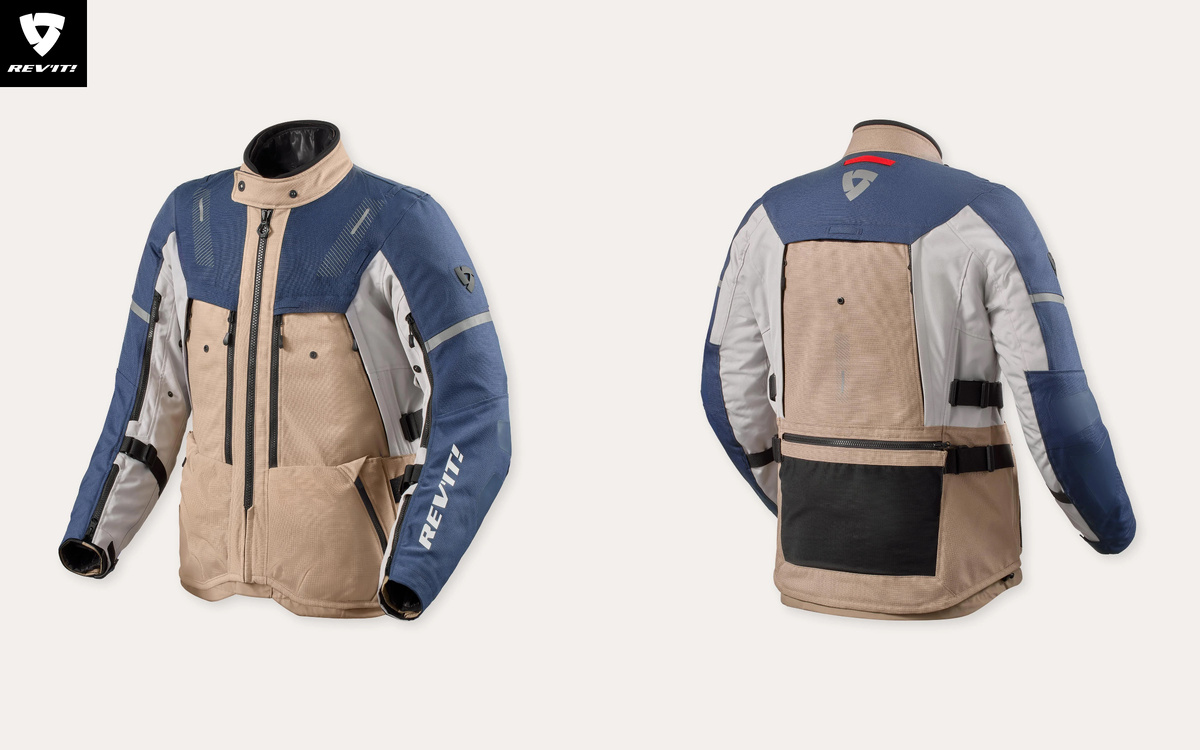 Куртка Rev'it! Sand 5 H2O Sand-Blue вид спереди и сзади.