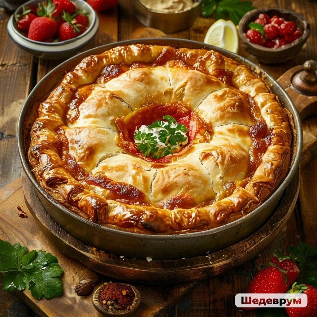 Пирог с курицей и картофелем.