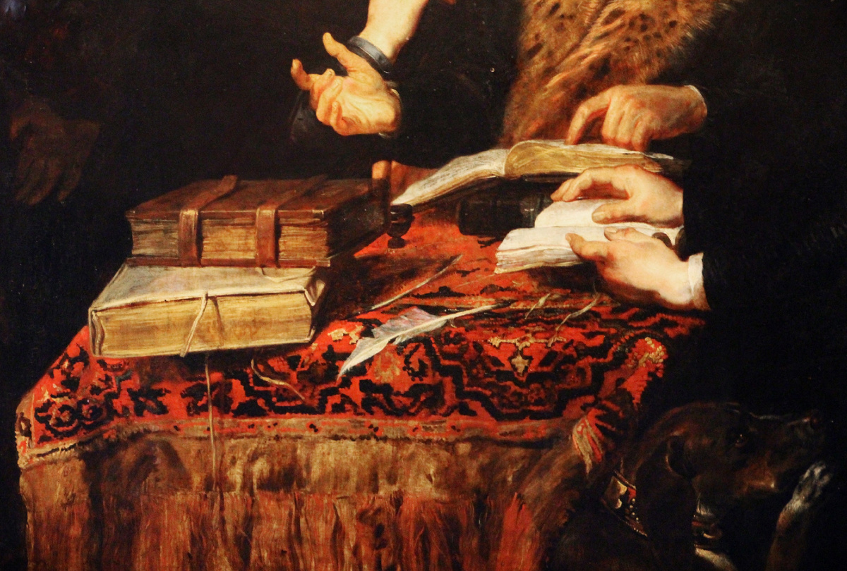 The Four Philosophers. Painting by Peter Paul Rubens (circa 1612), fragment.