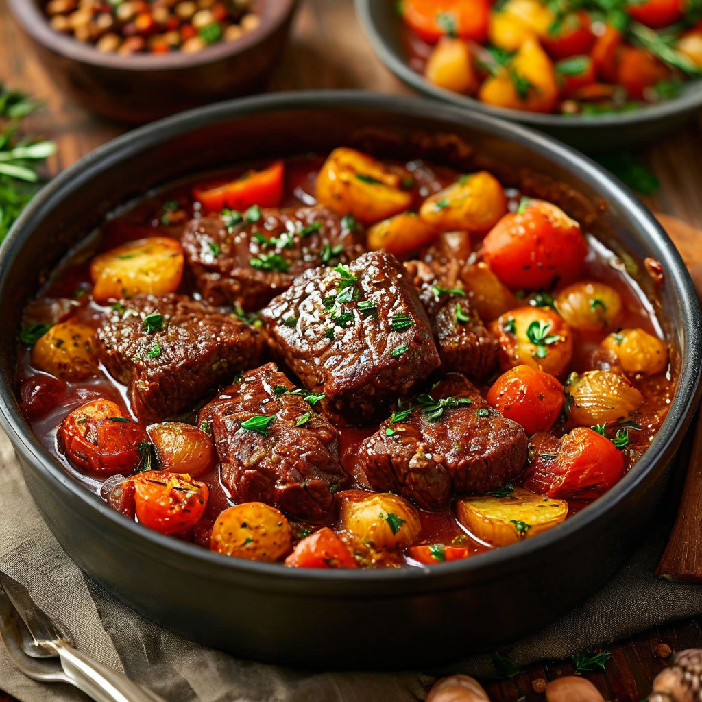 Говядина по-бургундски (Beef Bourguignon) — это традиционное французское блюдо родом из региона Бургундия