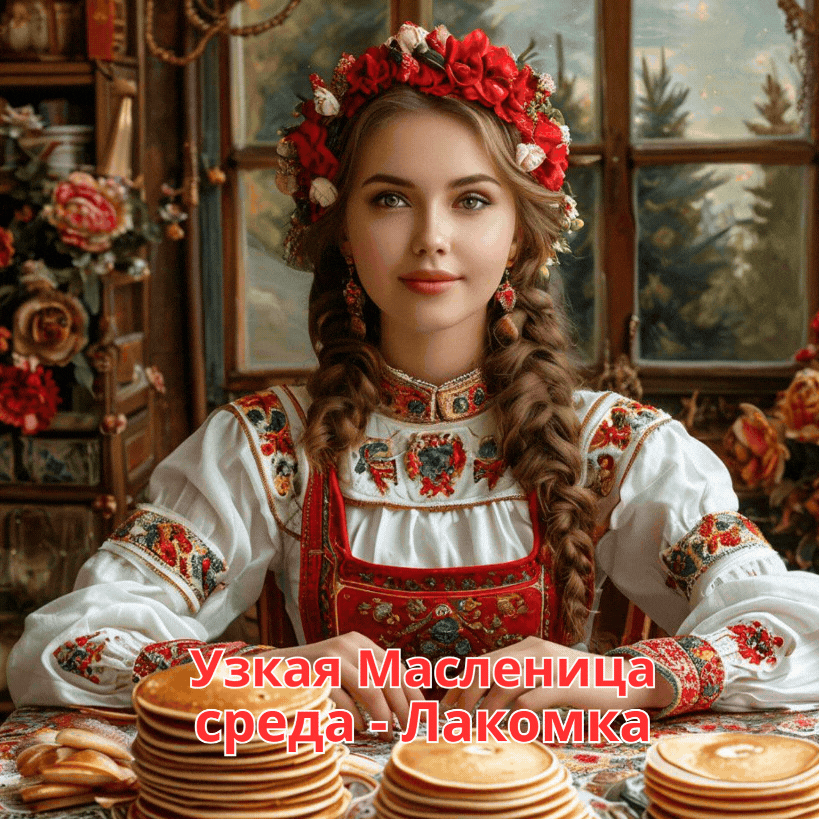 Открытка с Масленицей. Сгенерировано ИИ