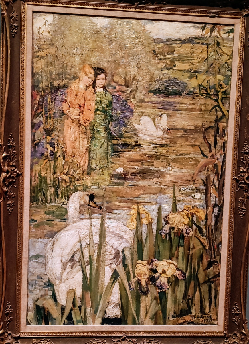 Kelvingrove Art gallery. Глазго. Фото автора. Лебеди. 1899 год. E.Hornel. Масло на холсте. 
