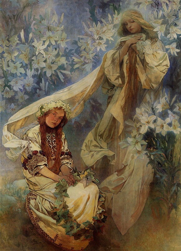 Альфонс Муха "Мадонна в лилиях" (1905)