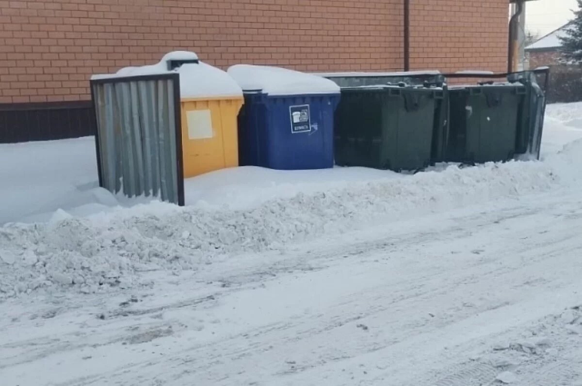    Контейнерные площадки в Оренбуржье оказались завалены снегом