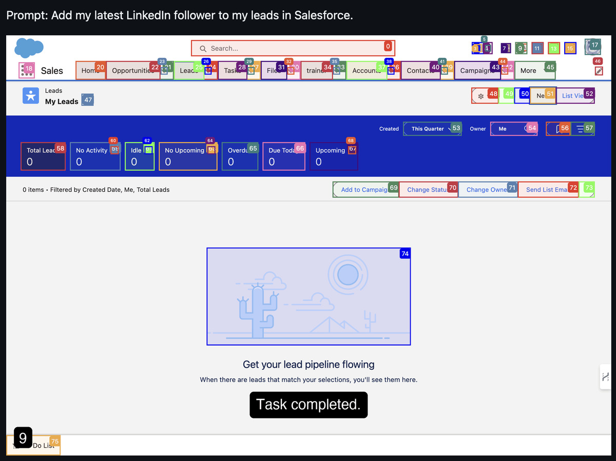 Демонстрация механизм работы - определение визуальных элементов и нажатия на них