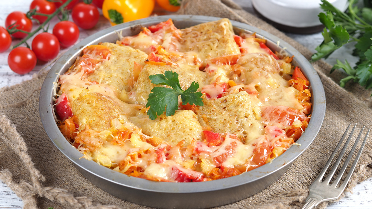 Запеченные блинчики в духовке