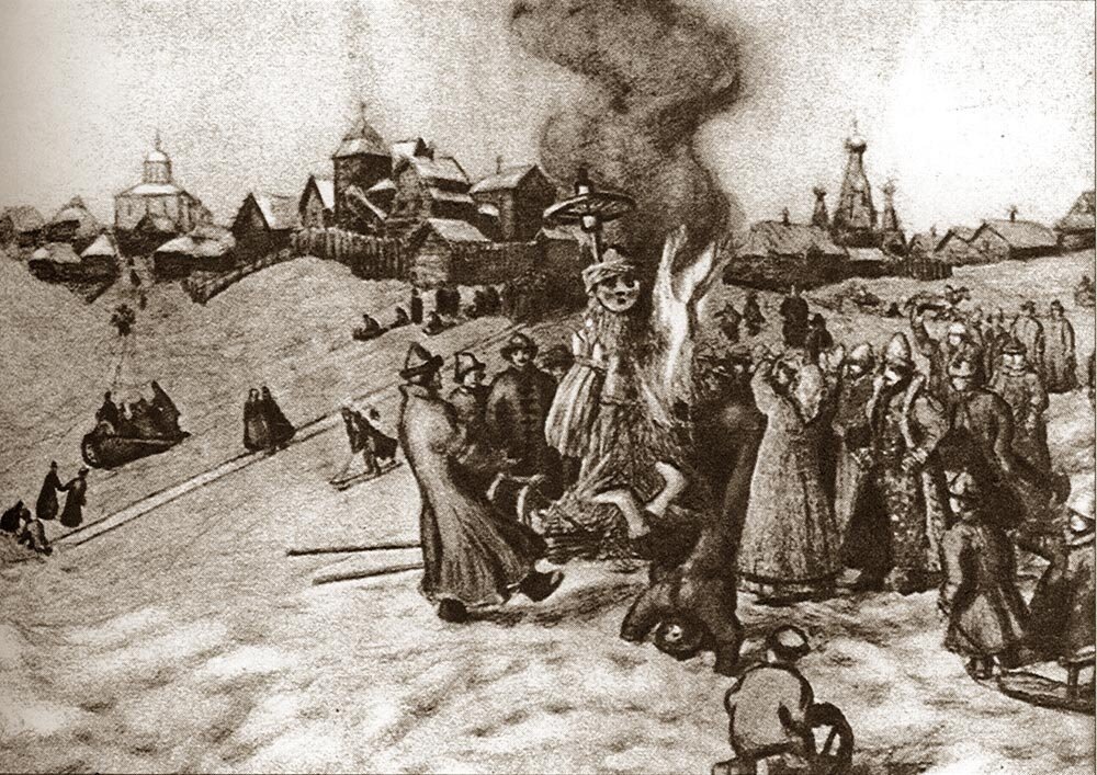 "Сжигание чучела масленицы" Аполлинарий Васнецов 1920
