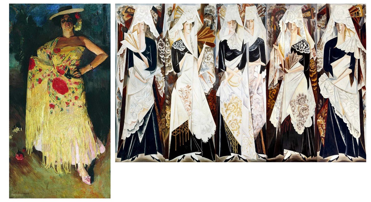 Виноградов С. А. «Испанская танцовщица», 1903 г./ Гончарова Н. С., «Испанки», 1923–1924 гг.