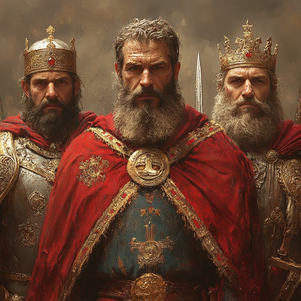 Пусть это будут Сим, Хам и Иафет, изображение создано с помощью ИИ Midjourney