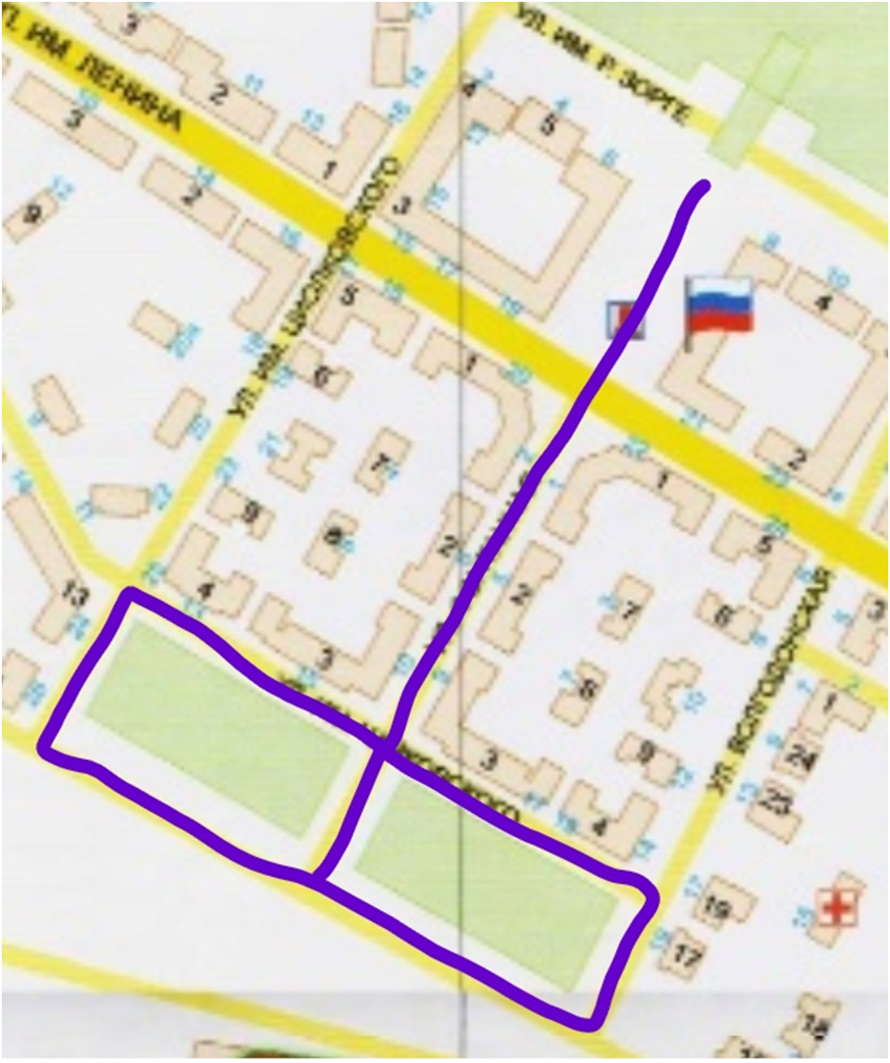 На карте города.