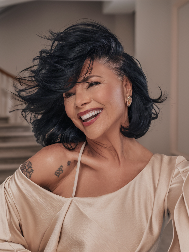 Стрижка средней длины «шег» — это движение и смелость. Благодаря эффекту развевающихся волос и слоям она привносит современный штрих в классический «шег», предлагая объемный и стильный вид для тонких волос. Это уверенный, свободный стиль для тех, кто хочет заявить о себе.