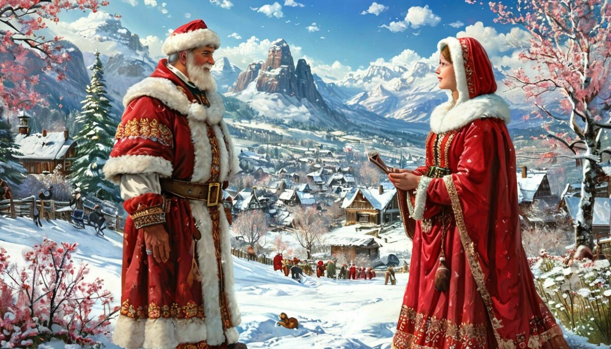 Снегурочка, оставив отца-Мороза, отправляется в деревню к берендеям, надеясь найти своё счастье среди людей