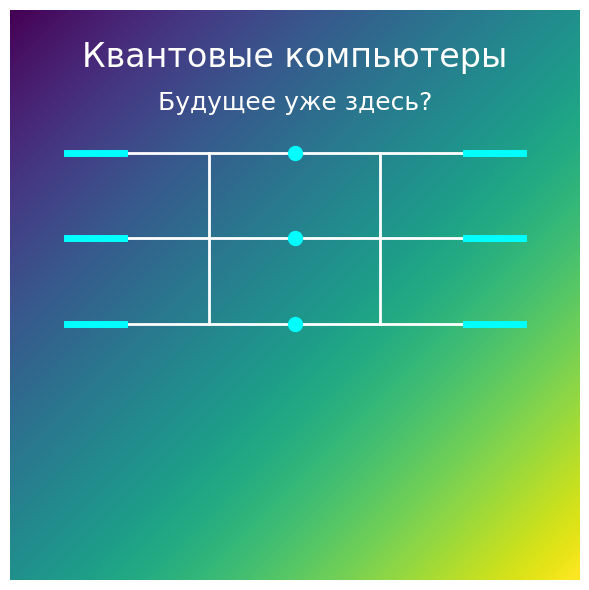 Стилизованное изображение квантовой схемы на фоне градиента, символизирующего переход к новым технологиям.