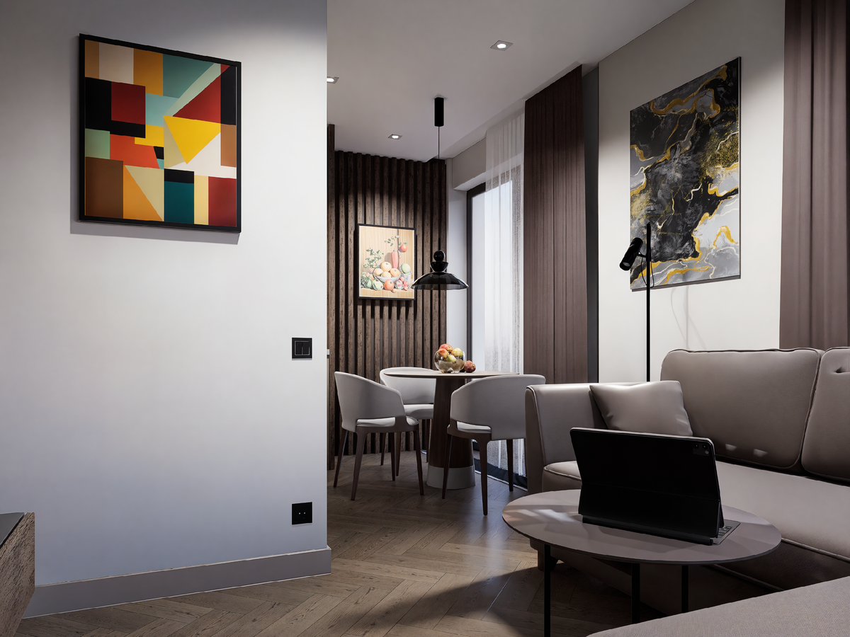 Визуализация кухни-гостиной