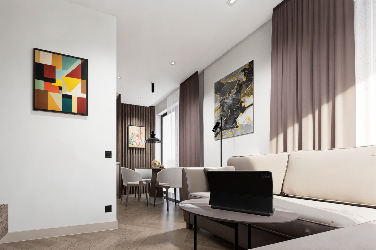 Визуализация кухни-гостиной