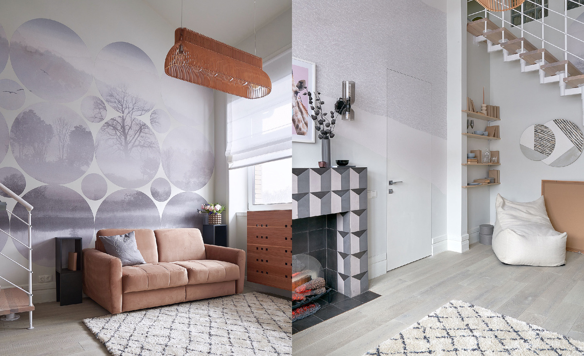 Проект комнаты с обоями и панно Loymina от дизайнера Ольги Тищенко