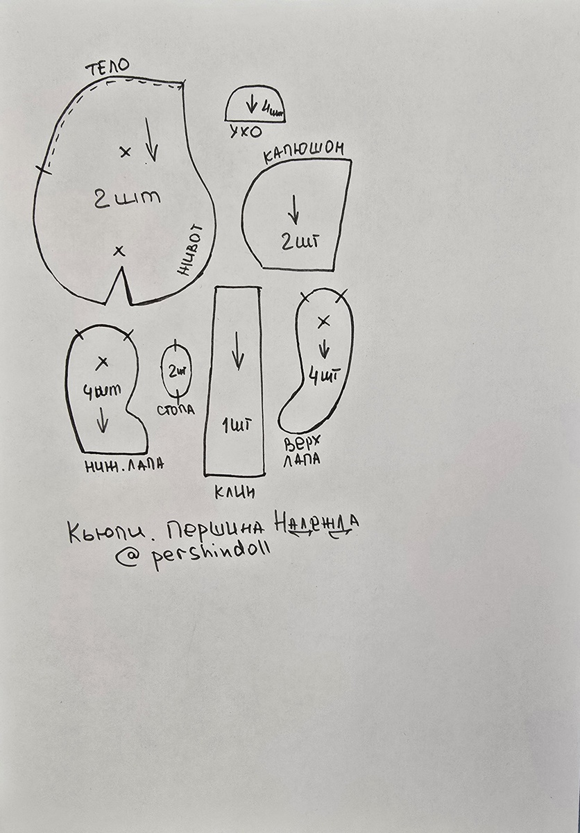 Выкройка тела. Формат А4