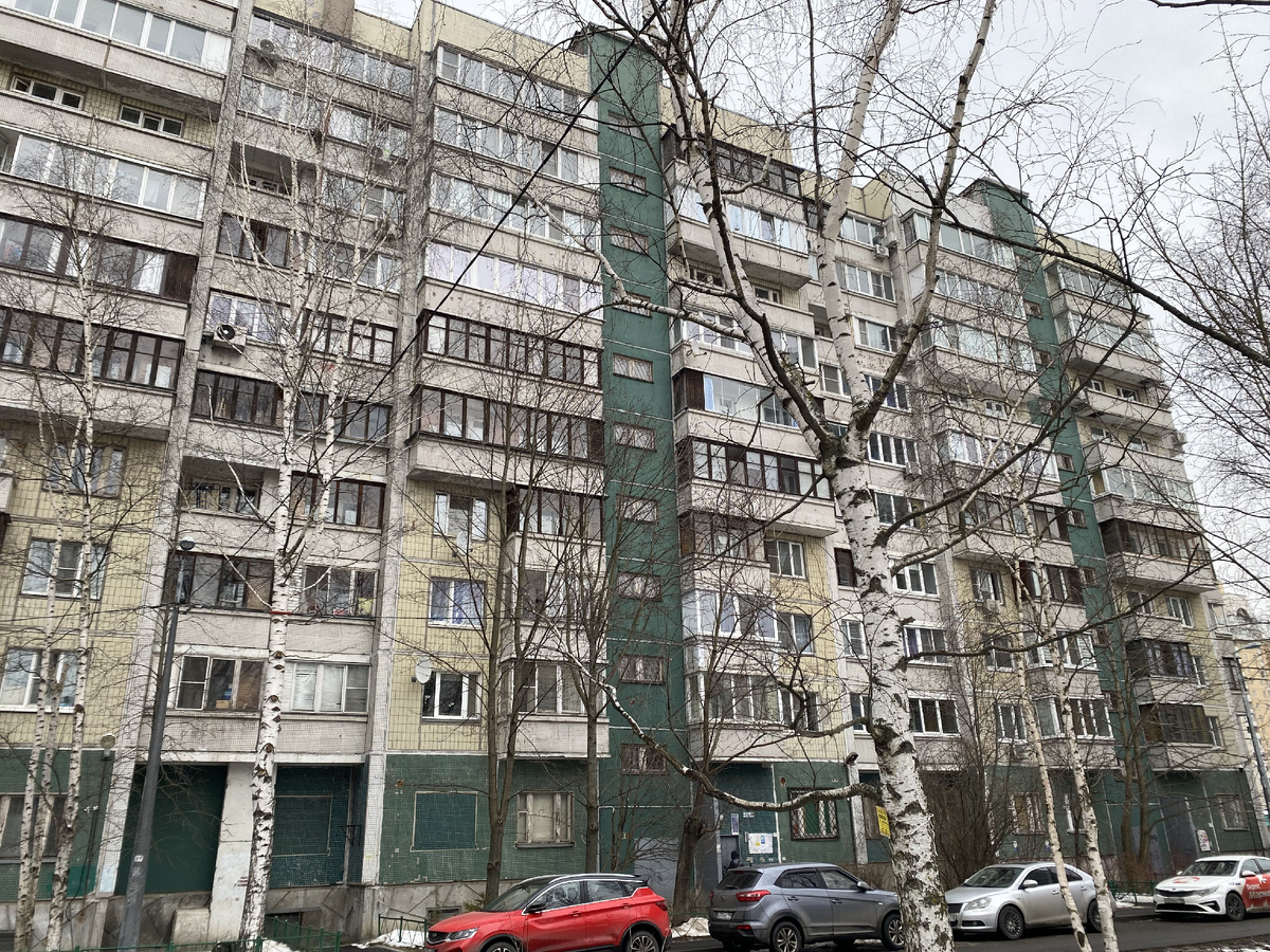 606 серия (1ЛГ-606.11.87) вид со стороны двора (г. Санкт-Петербург, пр. Пятилеток, д.18, к.1)