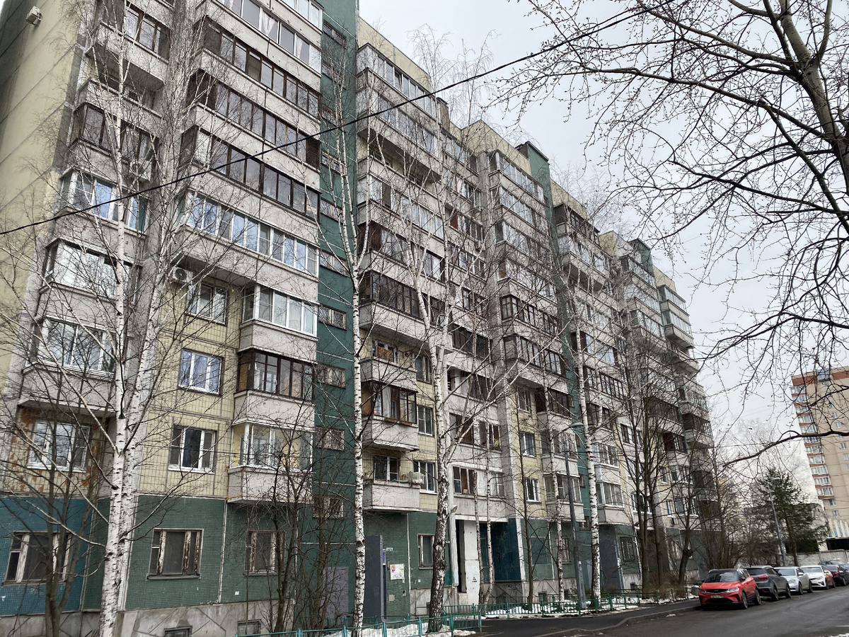 606 серия (1ЛГ-606.11.87) вид со стороны двора (г. Санкт-Петербург, пр. Пятилеток, д.18, к.1)