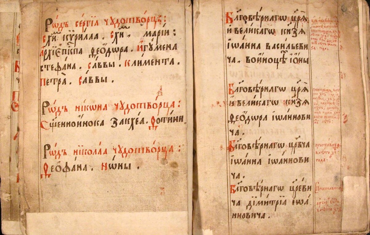 Слева вверху - род Сергия Чудотворца, где и упомянут Климент, племянник преподобного Сергия