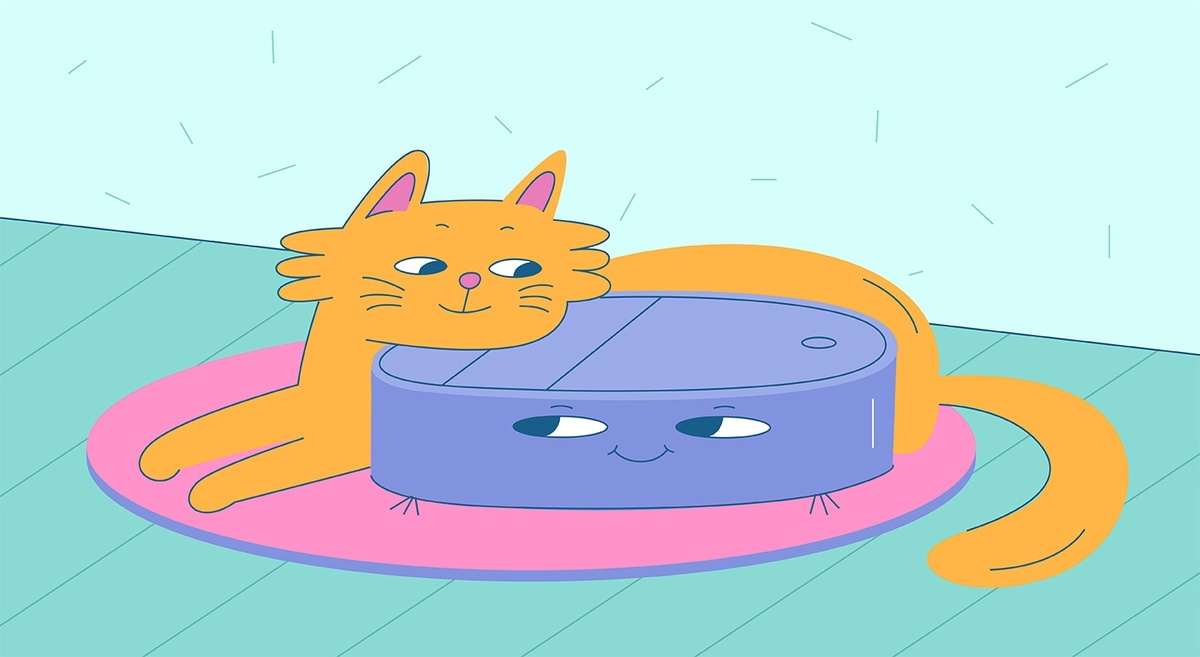 Робот-пылесос может стать для кошки лучшим другом